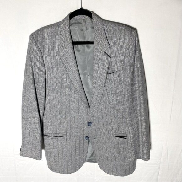 Vintage Wm H Leishmans Light Grey Herringbone Lambswool Silk Blend Blazer 40R - Picture 15 of 15